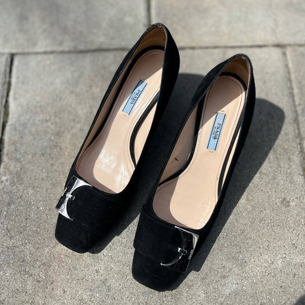 Prada Black Suede Pumps